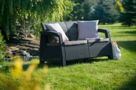 Диван пластиковый Корфу (Corfu love seat) графит в Воткинске - votkinsk.ok-mebel.com | фото 2