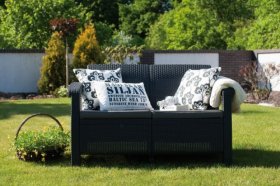 Диван пластиковый Корфу (Corfu love seat) графит в Воткинске - votkinsk.ok-mebel.com | фото 5