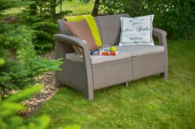 Диван пластиковый Корфу (Corfu love seat) капучино - песок в Воткинске - votkinsk.ok-mebel.com | фото 2