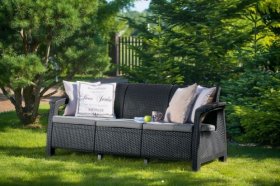 Диван пластиковый Корфу Макс (Corfu love seat max) графит в Воткинске - votkinsk.ok-mebel.com | фото 2