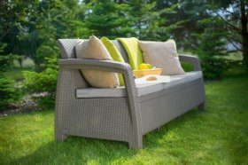 Диван пластиковый Корфу Макс (Corfu love seat max) капучино - песок в Воткинске - votkinsk.ok-mebel.com | фото 3