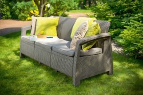 Диван пластиковый Корфу Макс (Corfu love seat max) капучино - песок в Воткинске - votkinsk.ok-mebel.com | фото 4