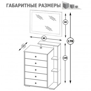 Камелия Комод + Зеркало, цвет белый, ШхГхВ 80х46,8х178 см., НЕ универсальная сборка в Воткинске - votkinsk.ok-mebel.com | фото 5