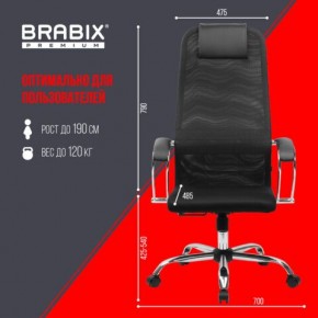 Кресло BRABIX PREMIUM "Ultimate EX-800" хром, плотная двойная сетка Х2, черное, 532911 в Воткинске - votkinsk.ok-mebel.com | фото 6