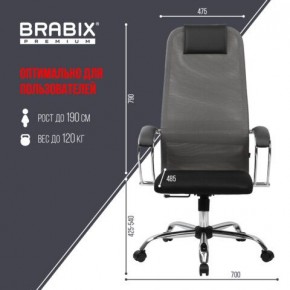 Кресло офисное BRABIX PREMIUM "Ultimate EX-800" хром, плотная двойная сетка Х2, черное/серое, 532912 в Воткинске - votkinsk.ok-mebel.com | фото 3