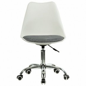 Кресло стул BRABIX "Eames MG-310 CH", хром, пластик белый, ткань серая, 532924 в Воткинске - votkinsk.ok-mebel.com | фото