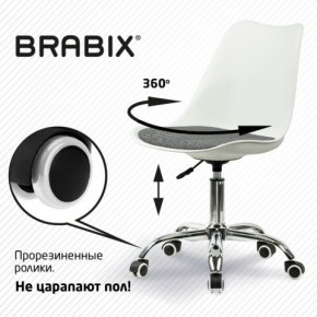 Кресло стул BRABIX "Eames MG-310 CH", хром, пластик белый, ткань серая, 532924 в Воткинске - votkinsk.ok-mebel.com | фото 7