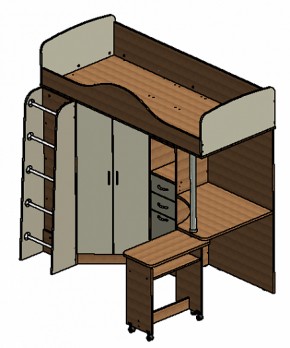 Кровать-чердак "Теремок-1" Дуб молочный/Голубой в Воткинске - votkinsk.ok-mebel.com | фото 3