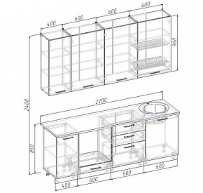 Кухонный гарнитур Антрацит 2200 (Стол. 26мм) в Воткинске - votkinsk.ok-mebel.com | фото 3