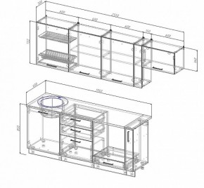 Кухонный гарнитур Антрацит 2550 (Стол. 26мм) в Воткинске - votkinsk.ok-mebel.com | фото 2