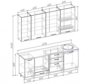 Кухонный гарнитур Капри 2200 h950 (Стол. 38мм) в Воткинске - votkinsk.ok-mebel.com | фото 2
