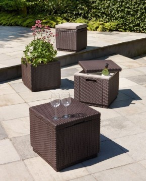 Пуфик Куб с подушкой (Cube with cushion) коричневый - серо-бежевый* в Воткинске - votkinsk.ok-mebel.com | фото 3