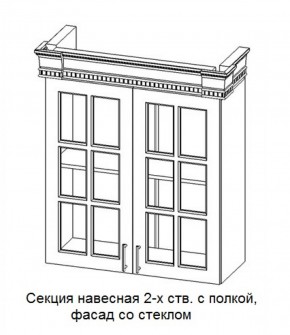 Секция навесная 2-х ств. с полкой "Верона", фасад со стеклом (800) в Воткинске - votkinsk.ok-mebel.com | фото