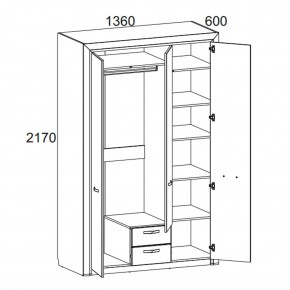 Шкаф 3D2S Z, OLIVIA, цвет вудлайн крем/дуб анкона в Воткинске - votkinsk.ok-mebel.com | фото