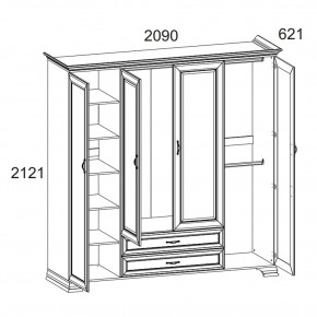 Шкаф 4D2S Z, TIFFANY, цвет вудлайн кремовый в Воткинске - votkinsk.ok-mebel.com | фото 2