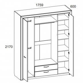 Шкаф 4D2S Z, OLIVIA, цвет вудлайн крем/дуб анкона в Воткинске - votkinsk.ok-mebel.com | фото