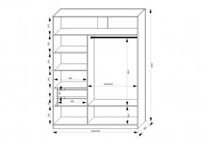 Шкаф-купе 1500 серии NEW CLASSIC K2+K2+B2+PL2(2 ящика+1 штанга+1 полка) профиль «Капучино» в Воткинске - votkinsk.ok-mebel.com | фото 3