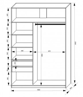 Шкаф-купе 1600 серии SOFT D1+D3+B2+PL1 (2 ящика+1штанга) профиль «Графит» в Воткинске - votkinsk.ok-mebel.com | фото 3