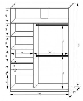 Шкаф-купе 1600 серии SOFT D8+D2+B2+PL4 (2 ящика+F обр.штанга) профиль «Графит» в Воткинске - votkinsk.ok-mebel.com | фото 2