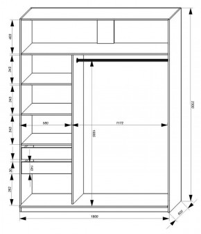 Шкаф-купе 1800 серии SOFT D1+D3+B2+PL1 (2 ящика+1штанга) профиль «Графит» в Воткинске - votkinsk.ok-mebel.com | фото 3