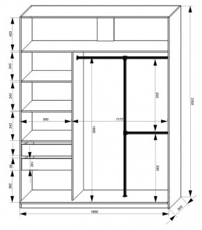 Шкаф-купе 1800 серии SOFT D8+D2+B2+PL4 (2 ящика+F обр.штанга) профиль «Графит» в Воткинске - votkinsk.ok-mebel.com | фото 3