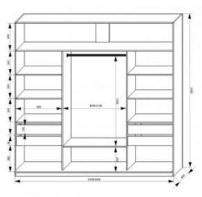 Шкаф-купе 2100 серии SOFT D2+D7+D3+B22+PL2 (по 2 ящика лев/прав+1штанга+1полка) профиль «Графит» в Воткинске - votkinsk.ok-mebel.com | фото 3