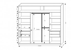 Шкаф-купе 2150 серии NEW CLASSIC K4+K4+K4+B22+PL4(по 2 ящика лев/прав+F обр.штанга) профиль «Капучино» в Воткинске - votkinsk.ok-mebel.com | фото 3