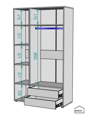 Шкаф Linnea MHR-3-2 2050х1200х510 (ДВ-М 11.1.25) в Воткинске - votkinsk.ok-mebel.com | фото 3