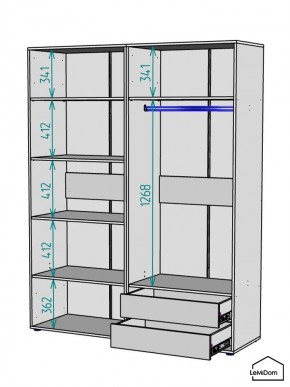 Шкаф Linnea MHR-4-2 2050х1600х510 (ДВ-М 11.1.25) в Воткинске - votkinsk.ok-mebel.com | фото 3