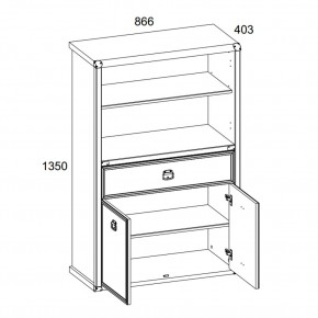 Шкаф открытый 2D1S, MAGELLAN, цвет Сосна винтаж в Воткинске - votkinsk.ok-mebel.com | фото 3