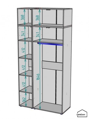 Шкаф с антресолью Linnea MHR-3A-1 2450х1200х510 (ДВ-М 11.1.25) в Воткинске - votkinsk.ok-mebel.com | фото 3