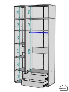 Шкаф с антресолью Linnea MHR-3A-2 2450х1200х510 (ДВ-М 11.1.25) в Воткинске - votkinsk.ok-mebel.com | фото 3