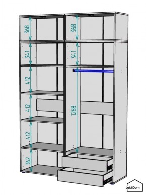 Шкаф с антресолью Linnea MHR-4A-2 2450х1600х510 (Графит-М 11.1.25) в Воткинске - votkinsk.ok-mebel.com | фото 3