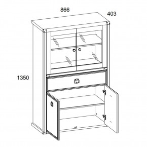 Шкаф с витриной 2V2D1SL, MAGELLAN, цвет Сосна винтаж в Воткинске - votkinsk.ok-mebel.com | фото 3