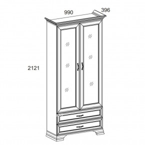 Шкаф с витриной 2V2S, TIFFANY, цвет вудлайн кремовый в Воткинске - votkinsk.ok-mebel.com | фото 2