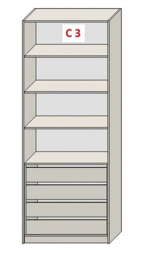 Шкаф СТАНДАРТ С3 4 ящика серия "ГЕСТИЯ" (Бело-серый/Дуб Небраска натуральный ) 800*520*2300 в Воткинске - votkinsk.ok-mebel.com | фото 2