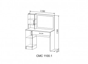 СОФИ Стол макияжный СМС 1100.1 с зеркалом (дуб сонома/белый) в Воткинске - votkinsk.ok-mebel.com | фото 2