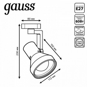 Светильник на штанге Gauss Track Light TR005 в Воткинске - votkinsk.ok-mebel.com | фото 6