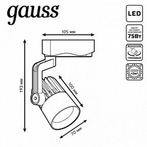 Светильник на штанге Gauss Track Light TR061 в Воткинске - votkinsk.ok-mebel.com | фото 6