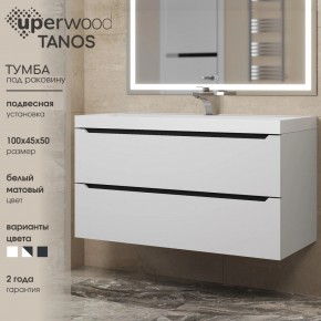 Тумба под раковину Uperwood Tanos 100 см, подвесная, белая/графит в Воткинске - votkinsk.ok-mebel.com | фото 3