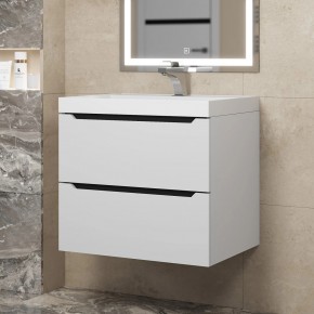 Тумба под раковину Uperwood Tanos 60 см, подвесная, белая/графит в Воткинске - votkinsk.ok-mebel.com | фото