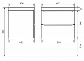 Тумба под раковину Uperwood Tanos 60 см, подвесная, белая/графит в Воткинске - votkinsk.ok-mebel.com | фото 6