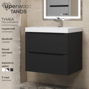 Тумба под раковину Uperwood Tanos 60 см, подвесная, черная матовая в Воткинске - votkinsk.ok-mebel.com | фото 3