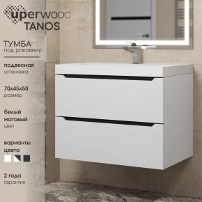 Тумба под раковину Uperwood Tanos 70 см, подвесная, белая/графит в Воткинске - votkinsk.ok-mebel.com | фото 3