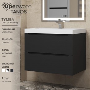 Тумба под раковину Uperwood Tanos 70 см, подвесная, черная матовая в Воткинске - votkinsk.ok-mebel.com | фото 3