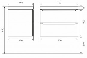 Тумба под раковину Uperwood Tanos 70 см, подвесная, черная матовая в Воткинске - votkinsk.ok-mebel.com | фото 6