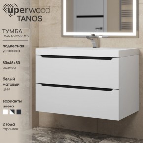 Тумба под раковину Uperwood Tanos 80 см, подвесная, белая/графит в Воткинске - votkinsk.ok-mebel.com | фото 3