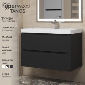 Тумба под раковину Uperwood Tanos 80 см, подвесная, черная матовая в Воткинске - votkinsk.ok-mebel.com | фото 3