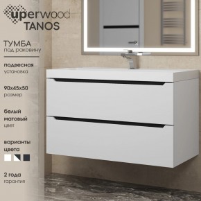 Тумба под раковину Uperwood Tanos 90 см, подвесная, белая/графит в Воткинске - votkinsk.ok-mebel.com | фото 3