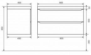Тумба под раковину Uperwood Tanos 90 см, подвесная, белая/графит в Воткинске - votkinsk.ok-mebel.com | фото 6